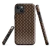Glossy Woven Basketweave Texture MagSafe Tough Case for iPhone — tightly woven basket weave pattern in dark espresso brown