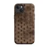 Matte Woven Woodgrain Basket Weave MagSafe Tough Case for iPhone — tightly woven basket weave pattern in warm brown and dark