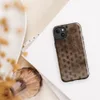 Glossy Woven Woodgrain Basket Weave MagSafe Tough Case for iPhone — tightly woven basket weave pattern in warm brown