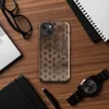 Glossy Woven Woodgrain Basket Weave MagSafe Tough Case for iPhone — tightly woven basket weave pattern in warm brown