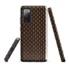 Glossy Woven Weave Tough Case for Samsung — tightly woven basket weave pattern in dark espresso brown and warm tan