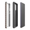 Glossy Woven Weave Tough Case for Samsung — tightly woven basket weave pattern in dark espresso brown and warm tan