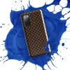 Glossy Woven Weave Tough Case for Samsung — tightly woven basket weave pattern in dark espresso brown and warm tan