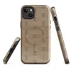 Glossy Woven Bamboo Weave MagSafe Tough Case for iPhone — repeating woven basket weave pattern in warm golden tan, mimicking