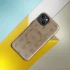 Glossy Woven Bamboo Weave MagSafe Tough Case for iPhone — repeating woven basket weave pattern in warm golden tan, mimicking