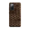 Matte Woven Wood Basket Weave Tough Case for Samsung — tightly woven basket weave pattern in deep mahogany and warm caramel