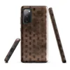Glossy Woven Wood Basket Weave Tough Case for Samsung — tightly woven basket weave pattern in deep mahogany and warm caramel