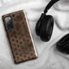 Glossy Woven Wood Basket Weave Tough Case for Samsung — tightly woven basket weave pattern in deep mahogany and warm caramel