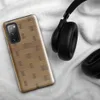 Glossy Woven Rattan Weave Tough Case for Samsung — repeating woven basket weave pattern in warm golden tan tones