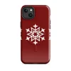 Glossy Triple Snowflake Winter MagSafe Tough Case for iPhone — three identical white geometric snowflakes arranged in a row