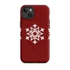 Matte Triple Snowflake Winter MagSafe Tough Case for iPhone — three identical white geometric snowflakes arranged in a row
