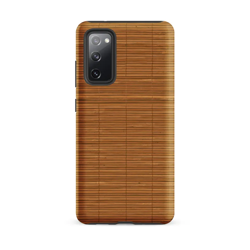 Matte Woven Bamboo Mat Tough Case for Samsung — tightly woven bamboo reed mat in warm honey and caramel tones