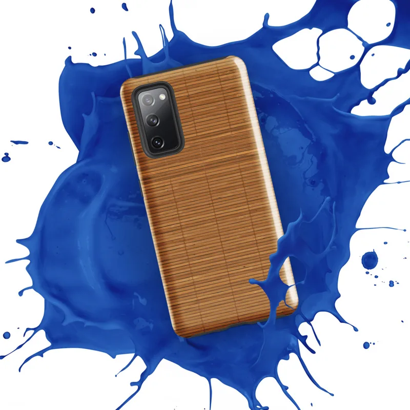 Glossy Woven Bamboo Mat Tough Case for Samsung — tightly woven bamboo reed mat in warm honey and caramel tones