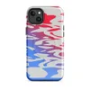 Glossy Ripple Wave Abstract MagSafe Tough Case for iPhone — fluid ripple waves in crimson red and electric blue with a white