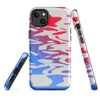 Glossy Ripple Wave Abstract MagSafe Tough Case for iPhone — fluid ripple waves in crimson red and electric blue with a white