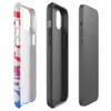 Glossy Ripple Wave Abstract MagSafe Tough Case for iPhone — fluid ripple waves in crimson red and electric blue with a white