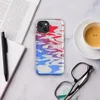 Glossy Ripple Wave Abstract MagSafe Tough Case for iPhone — fluid ripple waves in crimson red and electric blue with a white