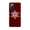 Matte Winter Snowflake Trio Tough Case for Samsung — three identical white geometric snowflakes arranged in a row on a deep