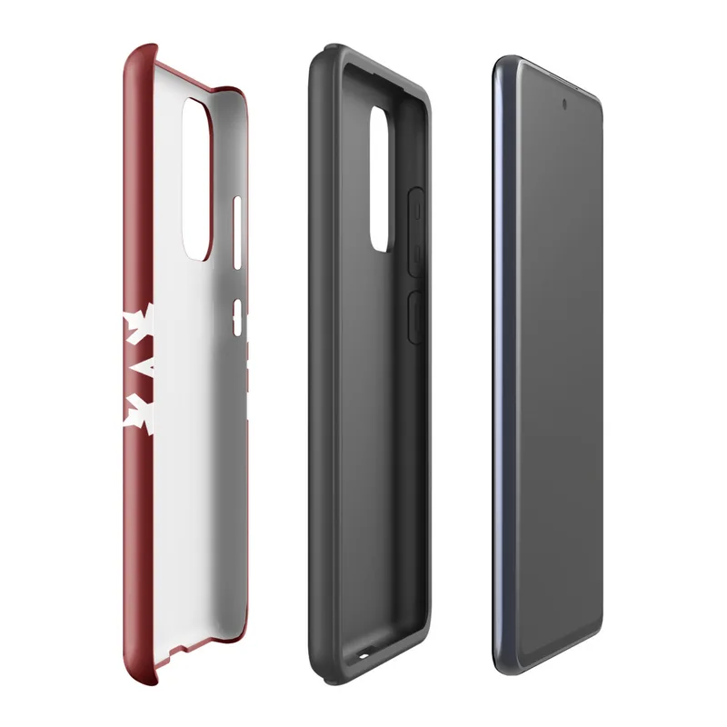 Glossy Winter Snowflake Trio Tough Case for Samsung — three identical white geometric snowflakes arranged in a row on a deep
