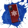 Glossy Winter Snowflake Trio Tough Case for Samsung — three identical white geometric snowflakes arranged in a row on a deep