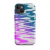 Matte Neon Tide MagSafe Tough Case for iPhone — aerial view of rippling water with a gradient shifting from hot magenta