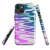 Glossy Neon Tide MagSafe Tough Case for iPhone — aerial view of rippling water with a gradient shifting from hot magenta