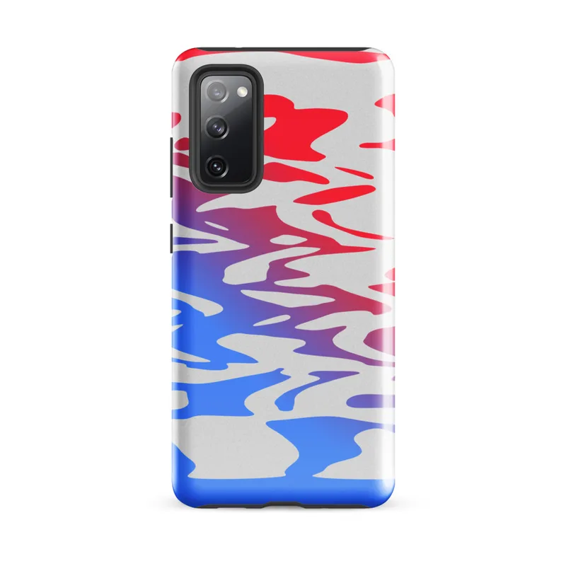 Glossy Crimson Wave Ripple Tough Case for Samsung — fluid water ripple pattern in vivid red and cobalt blue with a gradient