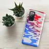 Glossy Crimson Wave Ripple Tough Case for Samsung — fluid water ripple pattern in vivid red and cobalt blue with a gradient