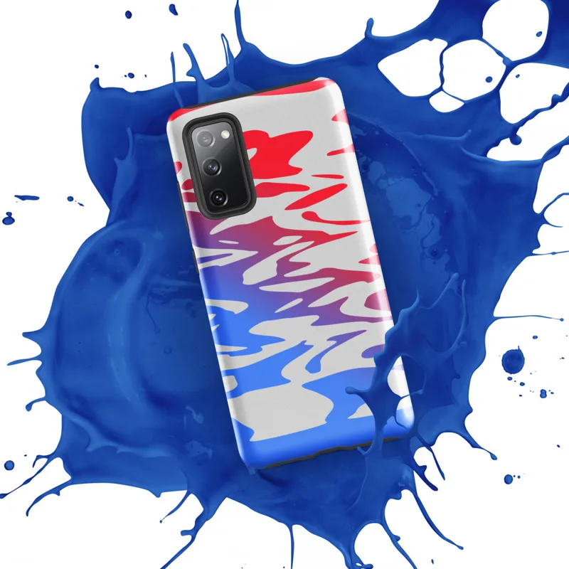 Glossy Crimson Wave Ripple Tough Case for Samsung — fluid water ripple pattern in vivid red and cobalt blue with a gradient