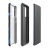 Glossy Midnight Star Strike Tough Case for Samsung — overlapping five-pointed stars in dark navy with glowing cobalt scan