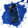 Glossy Midnight Star Strike Tough Case for Samsung — overlapping five-pointed stars in dark navy with glowing cobalt scan