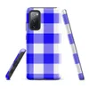 Glossy Classic Blue Gingham Tough Case for Samsung — large-scale cobalt blue and white gingham check pattern