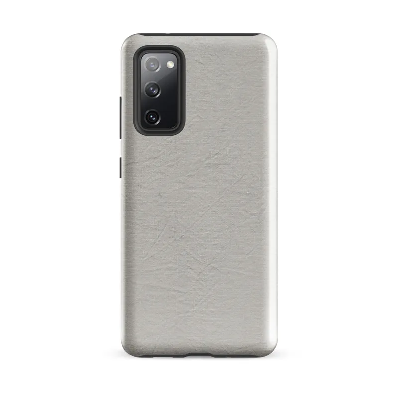 Glossy Stone Linen Texture Tough Case for Samsung — seamless wrinkled linen fabric texture in muted warm grey tones