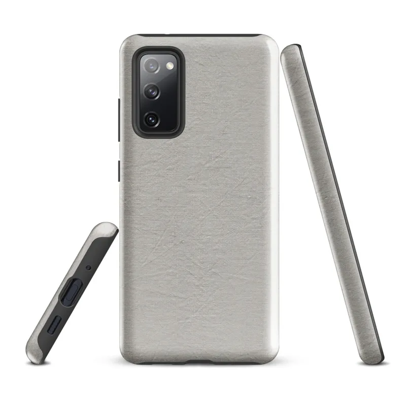 Glossy Stone Linen Texture Tough Case for Samsung — seamless wrinkled linen fabric texture in muted warm grey tones