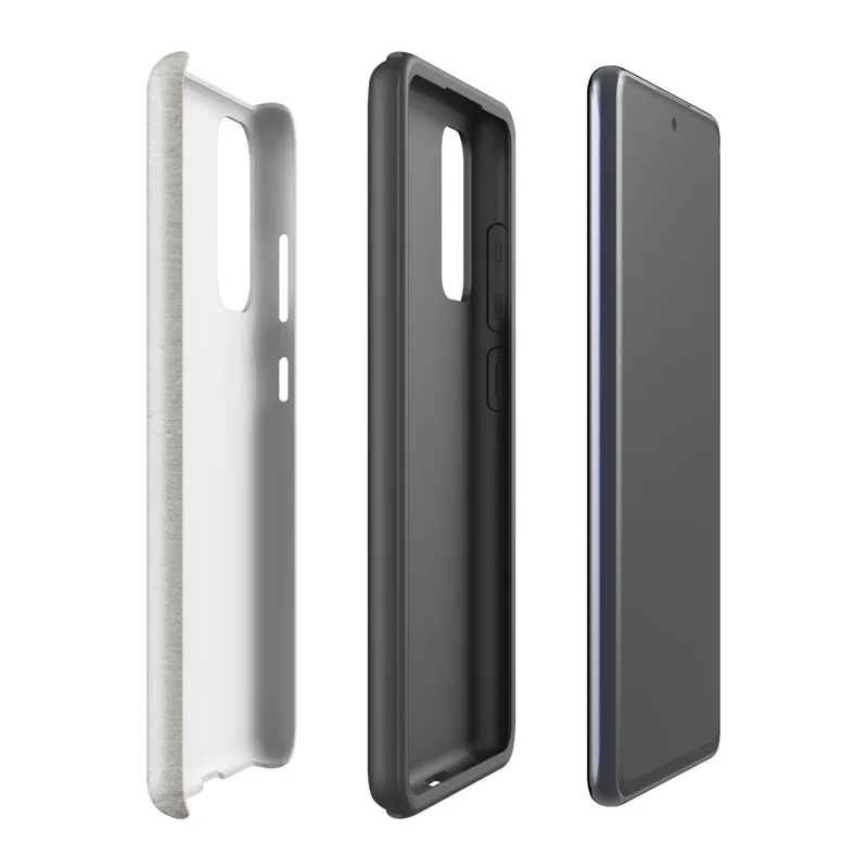 Glossy Stone Linen Texture Tough Case for Samsung — seamless wrinkled linen fabric texture in muted warm grey tones