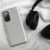Glossy Stone Linen Texture Tough Case for Samsung — seamless wrinkled linen fabric texture in muted warm grey tones