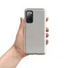Glossy Stone Linen Texture Tough Case for Samsung — seamless wrinkled linen fabric texture in muted warm grey tones