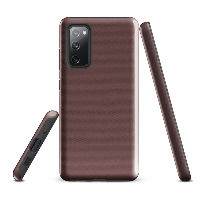 Glossy Merlot Canvas Tough Case for Samsung — deep merlot red canvas-textured surface with subtle woven dot pattern and rich