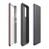 Glossy Merlot Canvas Tough Case for Samsung — deep merlot red canvas-textured surface with subtle woven dot pattern and rich