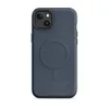 Matte Dark Denim Texture MagSafe Tough Case for iPhone — close-up dark navy blue denim fabric texture with subtle vertical
