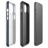 Glossy Dark Denim Texture MagSafe Tough Case for iPhone — close-up dark navy blue denim fabric texture with subtle vertical