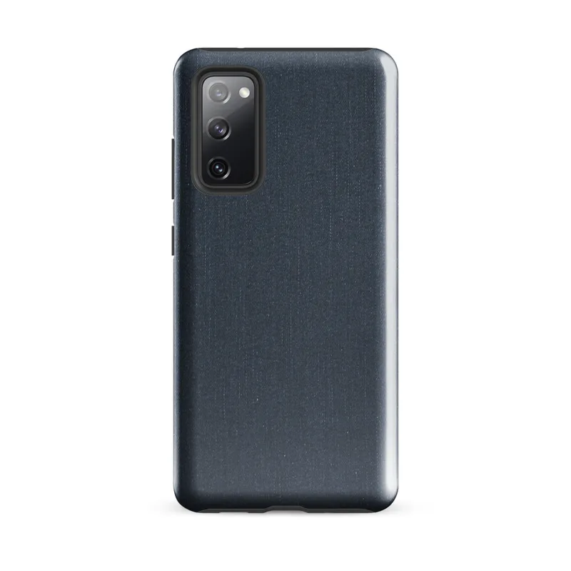 Glossy Dark Denim Texture Tough Case for Samsung — close-up dark indigo denim fabric texture with visible woven thread