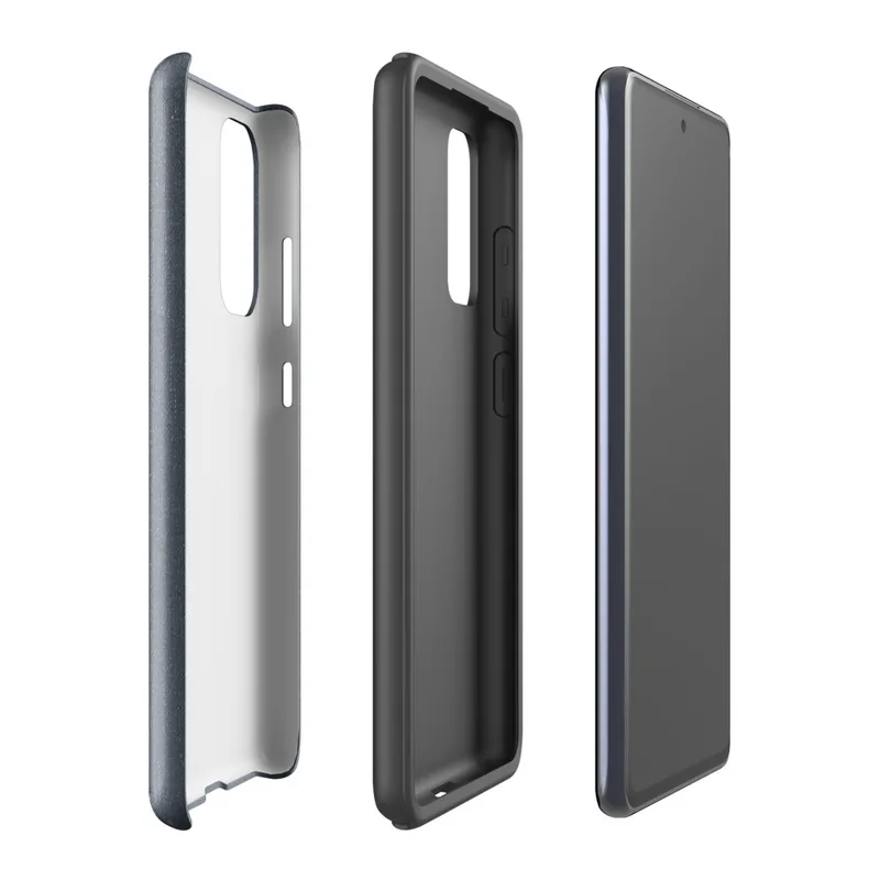 Glossy Dark Denim Texture Tough Case for Samsung — close-up dark indigo denim fabric texture with visible woven thread