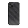 Glossy Carbon Weave Armor MagSafe Tough Case for iPhone — repeating woven carbon fiber pattern in dark charcoal tones