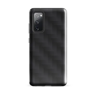 repeating dark graphite carbon fiber weave pattern with interlocking diagonal bands and subtle light-to-shadow gradient depth on Glossy Carbon Weave Armor Tough Case for Samsung - default - Front view