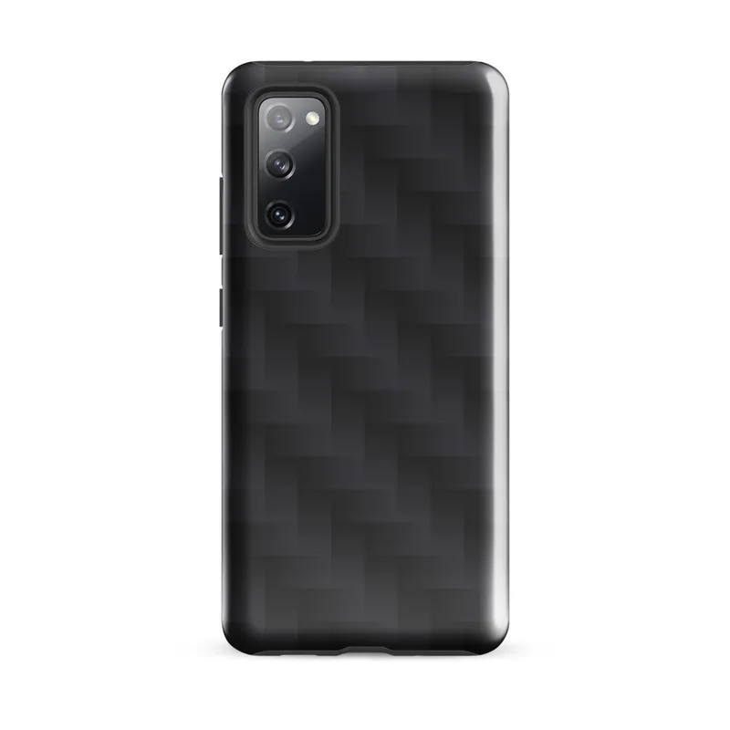 Glossy Carbon Weave Armor Tough Case for Samsung — repeating dark graphite carbon fiber weave pattern with interlocking