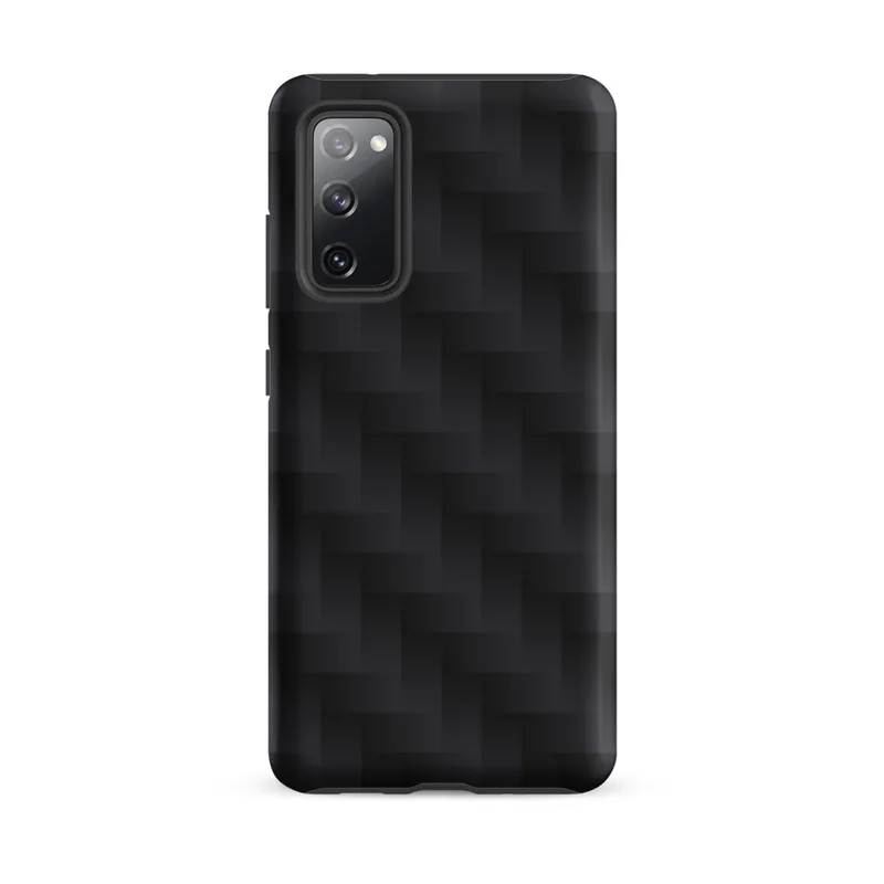Matte Carbon Weave Armor Tough Case for Samsung — repeating dark graphite carbon fiber weave pattern with interlocking