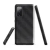 Glossy Carbon Weave Armor Tough Case for Samsung — repeating dark graphite carbon fiber weave pattern with interlocking