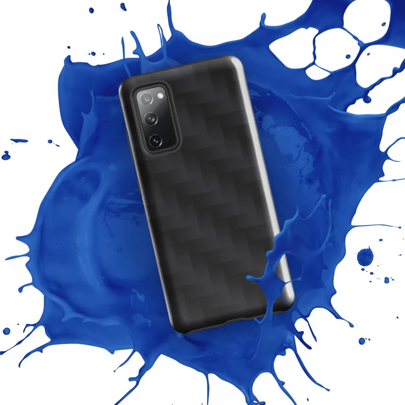 Glossy Carbon Weave Armor Tough Case for Samsung — repeating dark graphite carbon fiber weave pattern with interlocking