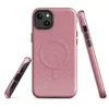 Glossy Crimson Twill Classic MagSafe Tough Case for iPhone — diagonal red and white twill stripe pattern resembling woven